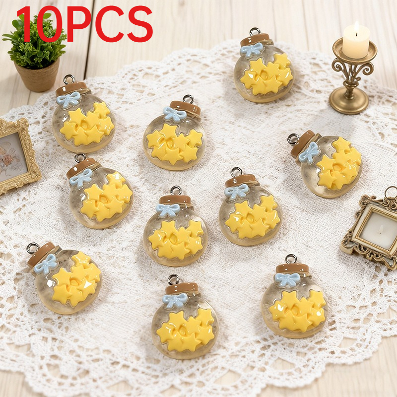 Moon Star Earrings - 10Pcs Cute Simulation Glass Star Bottle