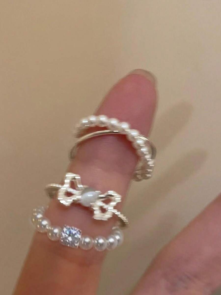 Minimalist Ring Stackable - 3pcs/Set Minimalist Cat Eye Bow Pearl