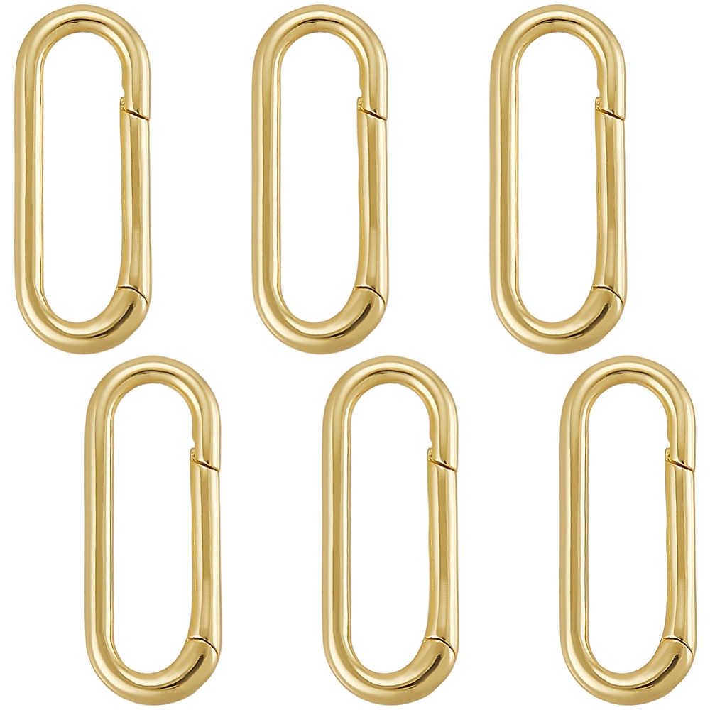 6Pcs Brass Spring Gate Rings L - Gold Plated Ring 评论和价格