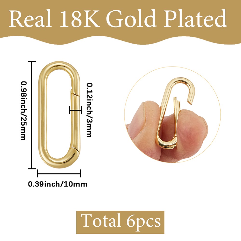 6Pcs Brass Spring Gate Rings L - Gold Plated Ring 评论和价格