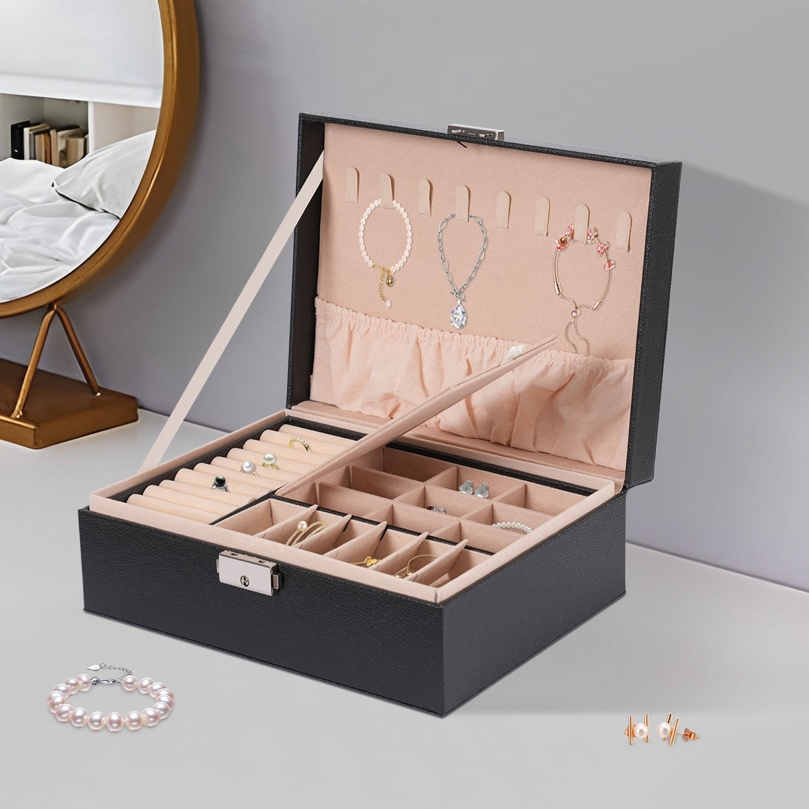 2-tier Tabletop Jewelry Box wi - Jewelry And Watches Stores 评论和价格