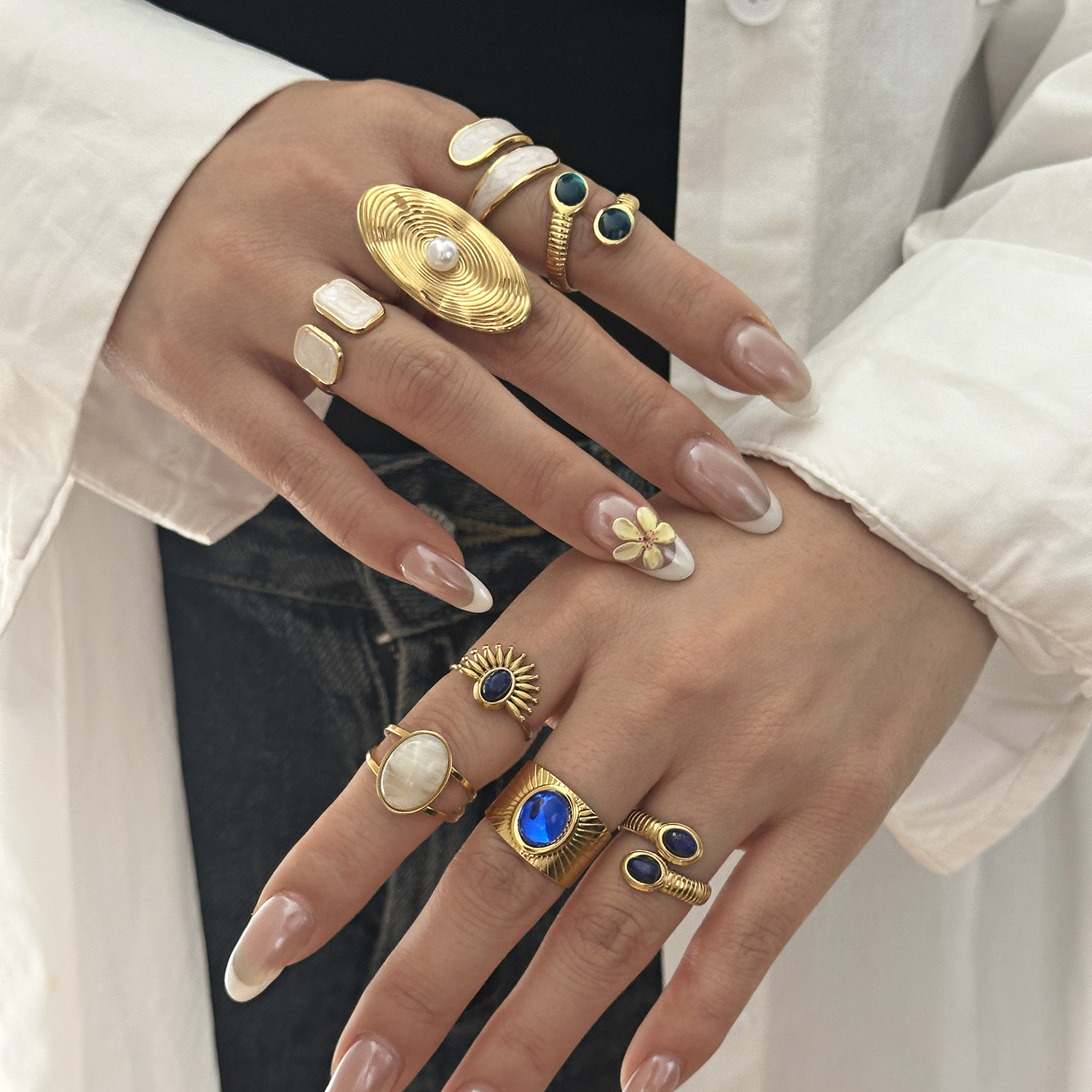 Stainless Steel Gold Plated Ri - Minimalist Ring Stackable 评论和价格