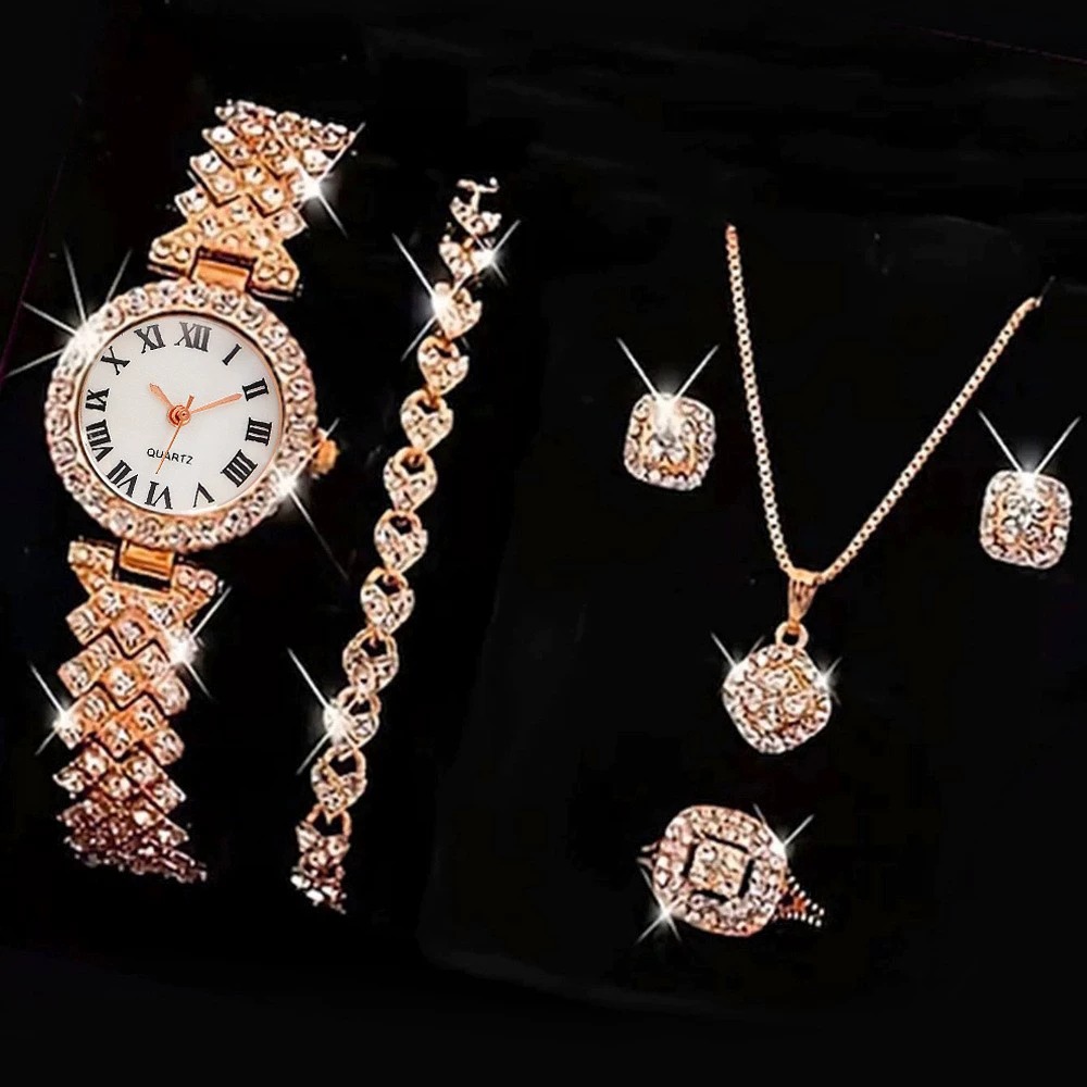 6PCS/Set Luxury Rhinestone Wom - Jewelry Watch Making 评论和价格