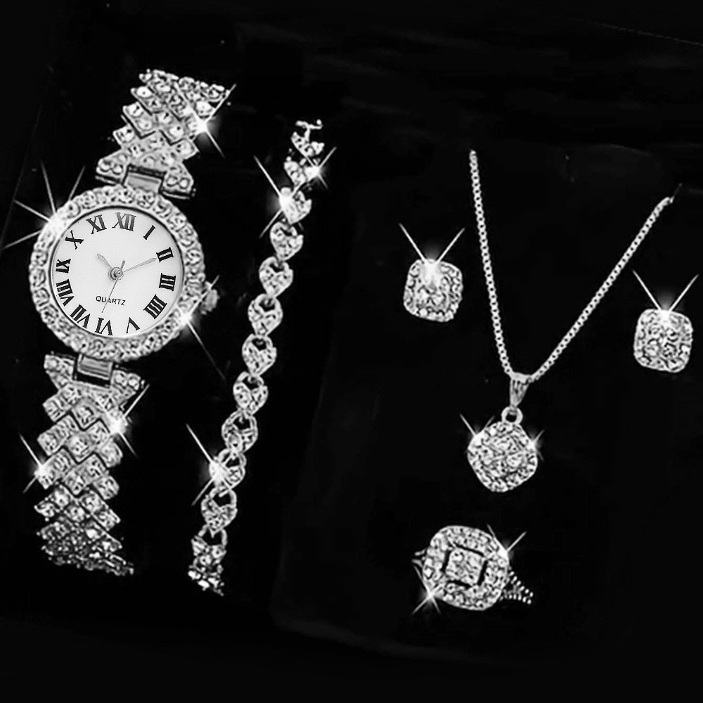 6PCS/Set Luxury Rhinestone Wom - Jewelry Watch Making 评论和价格