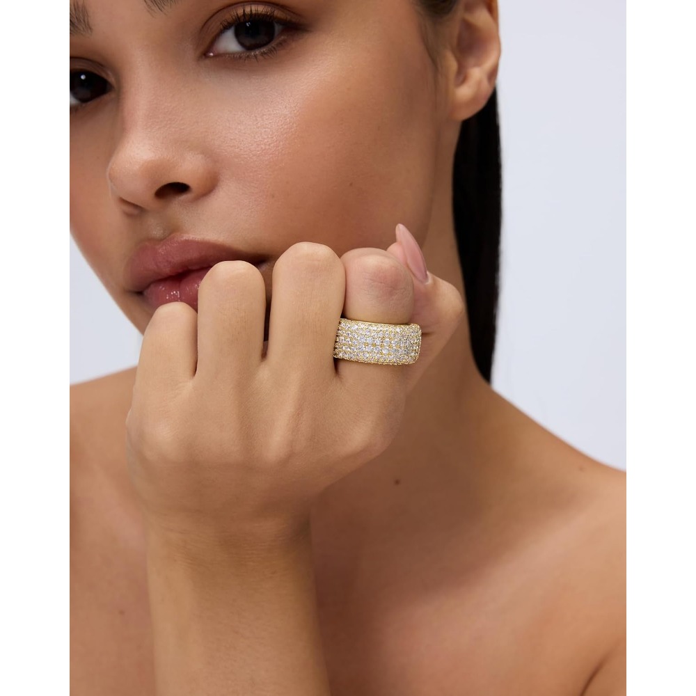 14K Gold Plated Pave Smart Rin - Gold Plated Ring 评论和价格