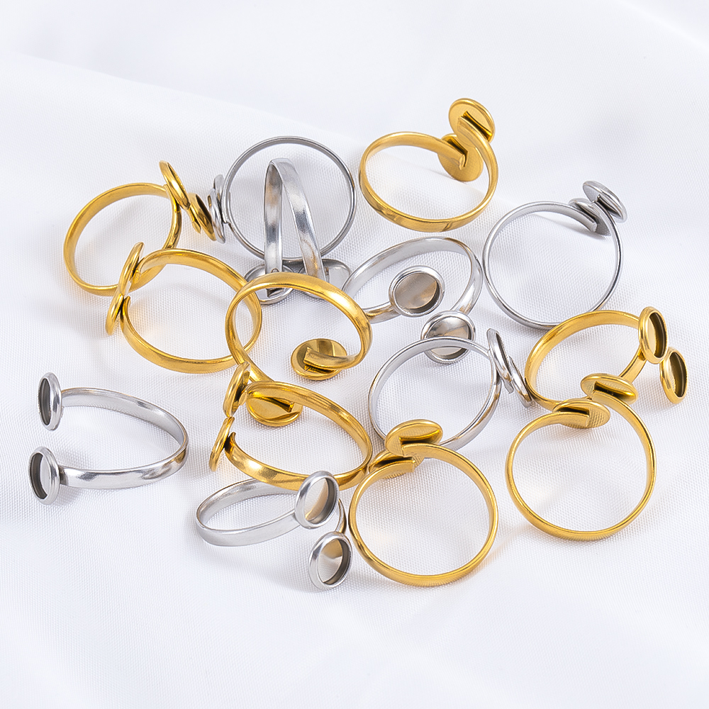 5pcs Stainless Steel Adjustabl - Gold Plated Ring 评论和价格