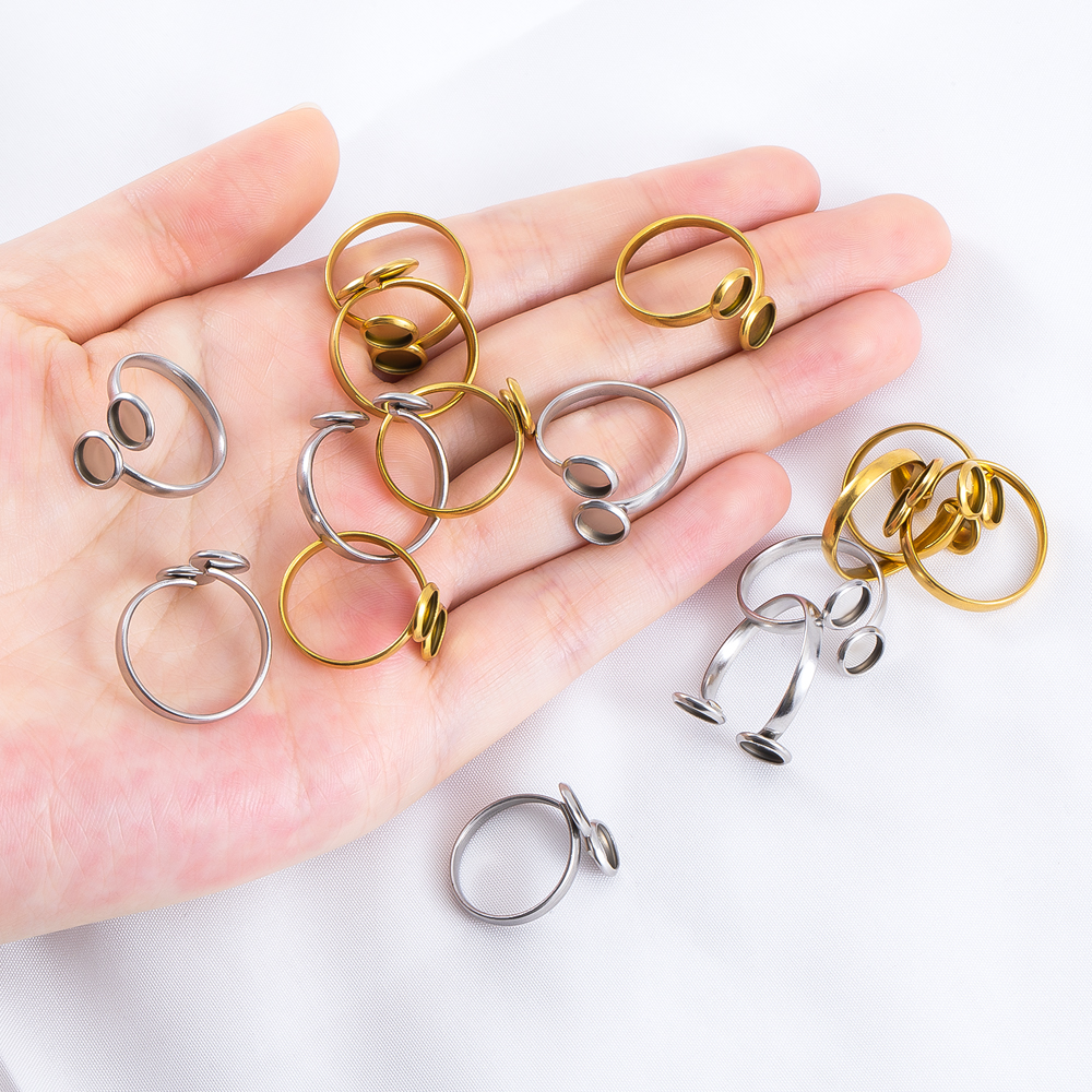 5pcs Stainless Steel Adjustabl - Gold Plated Ring 评论和价格