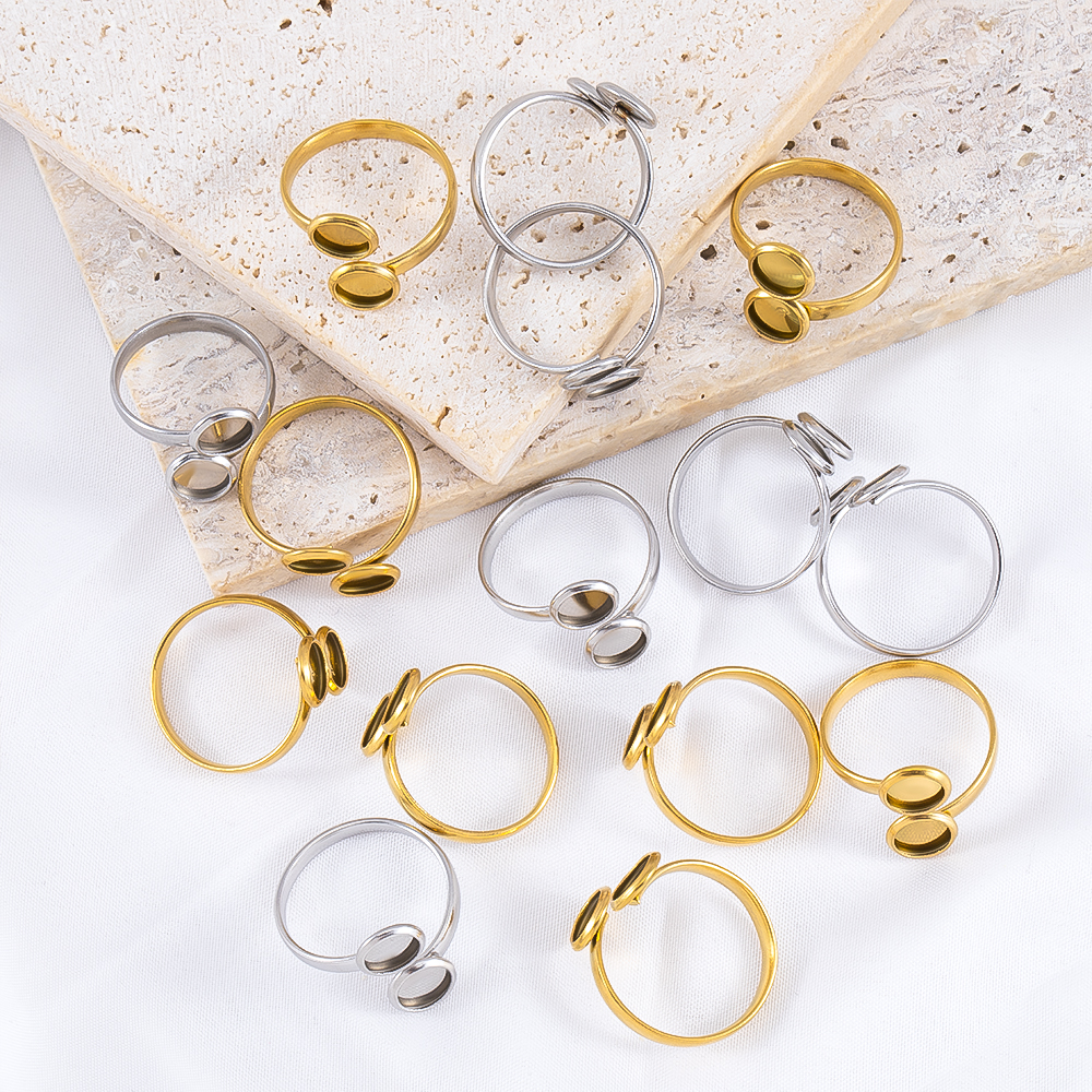 5pcs Stainless Steel Adjustabl - Gold Plated Ring 评论和价格