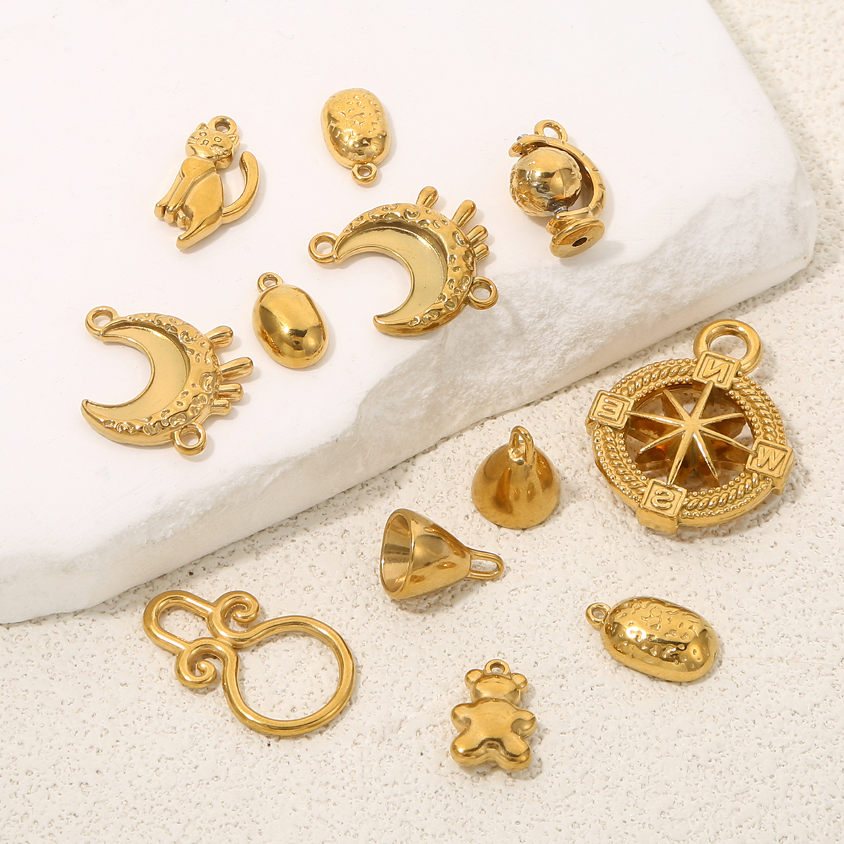 5pcs Stainless Steel Kitten Gl - Moon Star Earrings 评论和价格