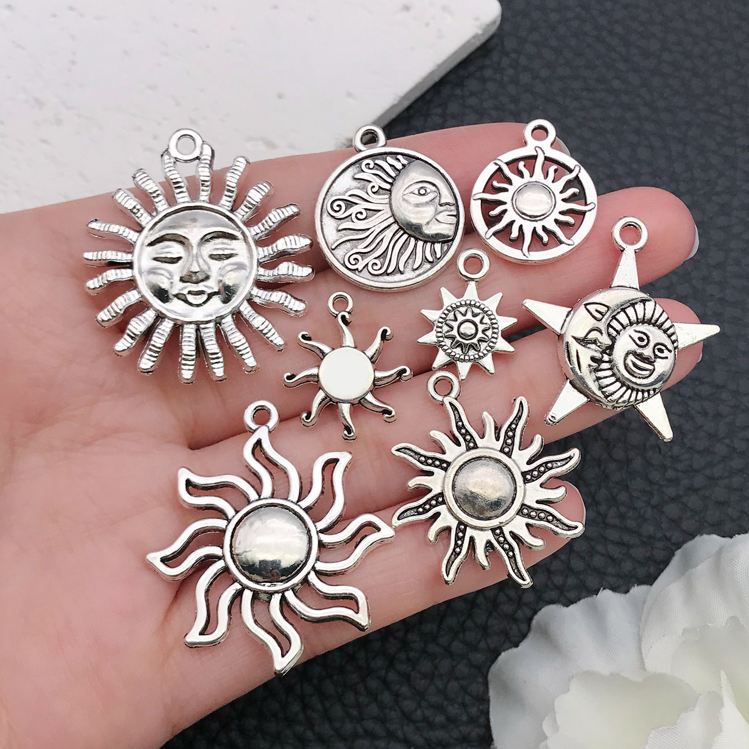 16/20pcs Antique Silver Celest - Moon Star Earrings 评论和价格
