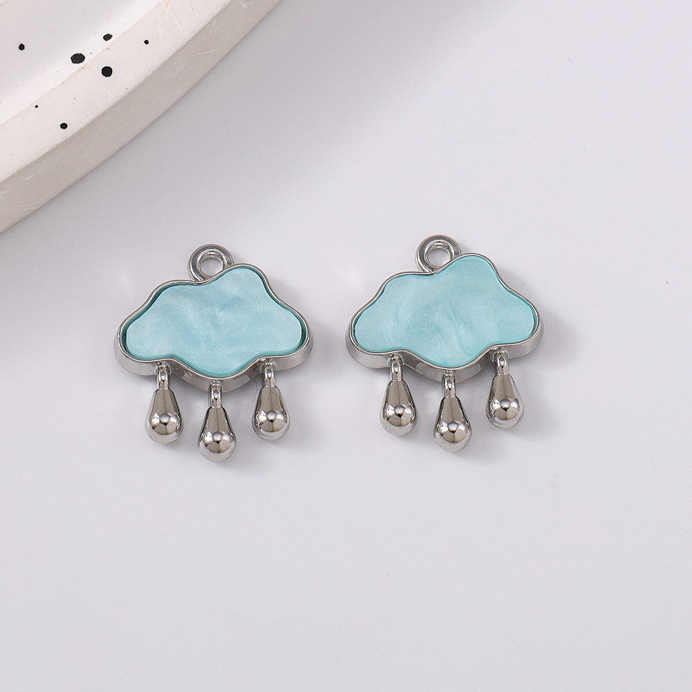 5pcs Cute Gemstone Cloud Raind - Moon Star Earrings 评论和价格