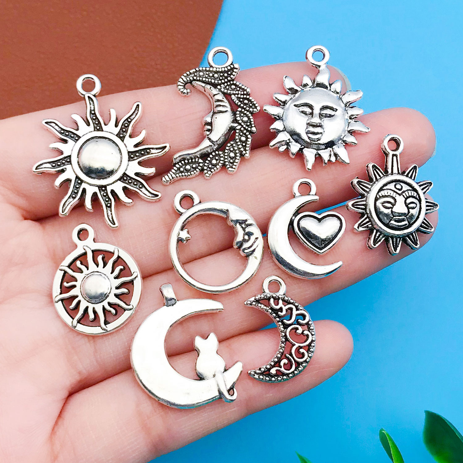 16pcs Alloy Silverly Sun Star  - Moon Star Earrings 评论和价格