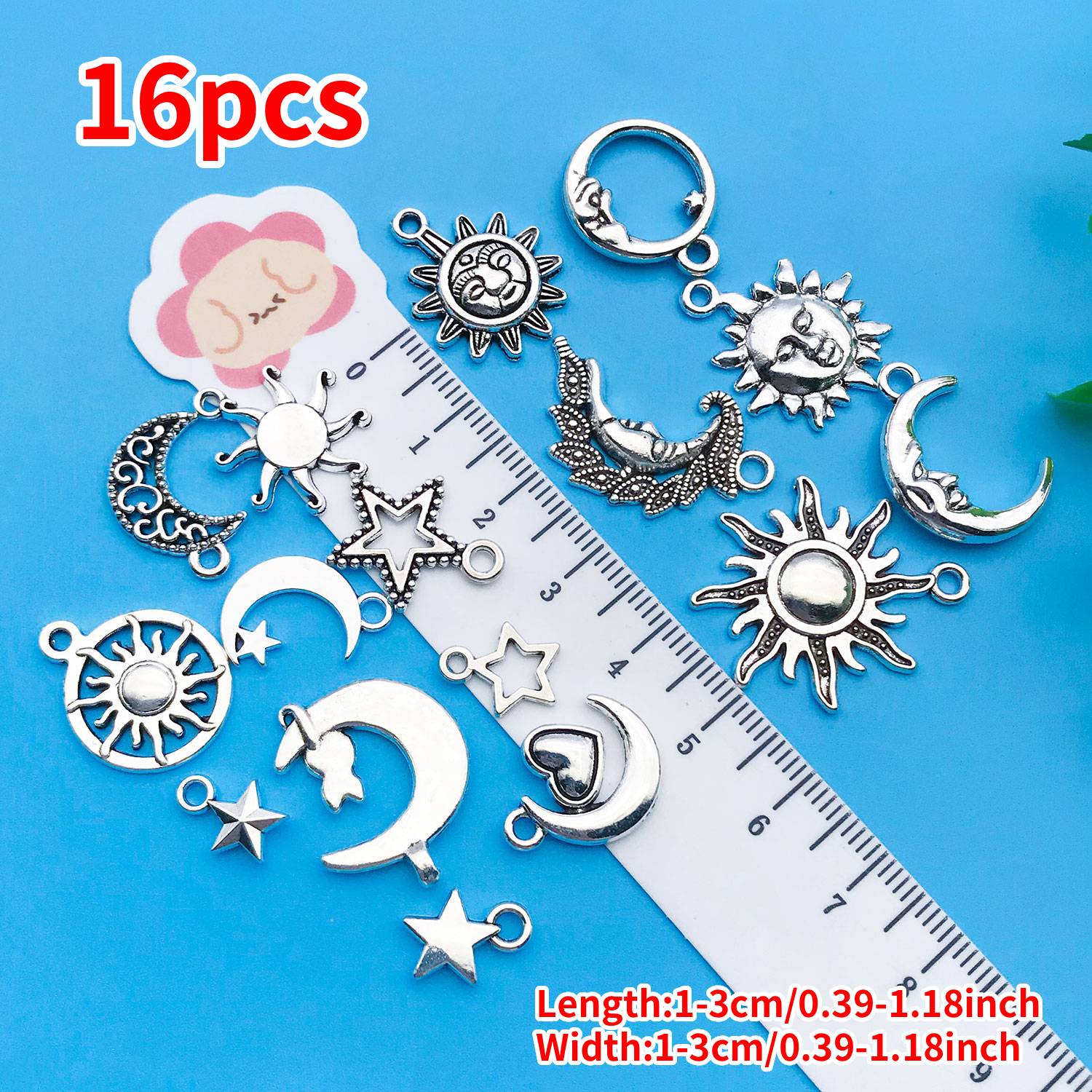 16pcs Alloy Silverly Sun Star  - Moon Star Earrings 评论和价格