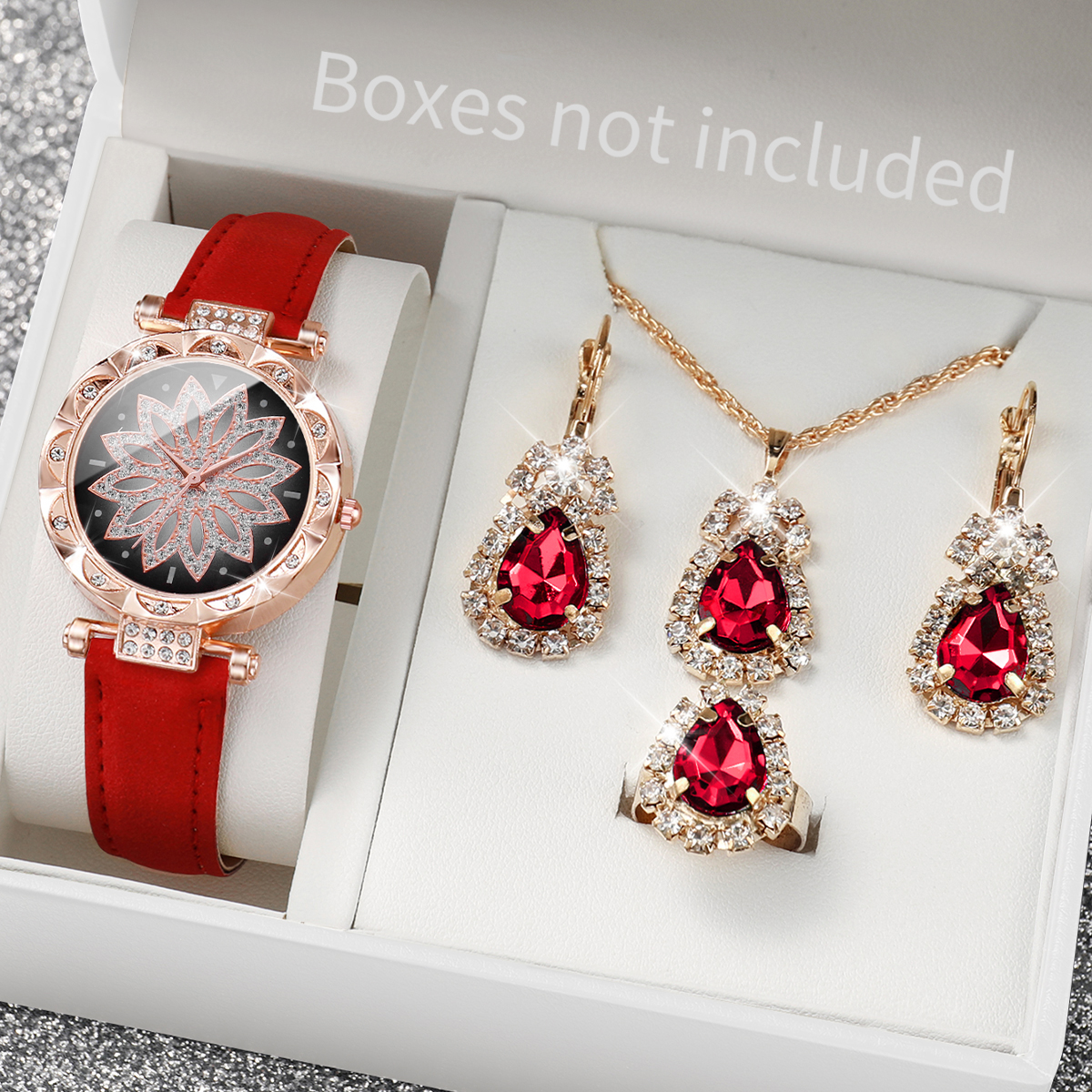 5PCS/Set Luxury Rhinestone Wom - Jewelry Watch Making 评论和价格
