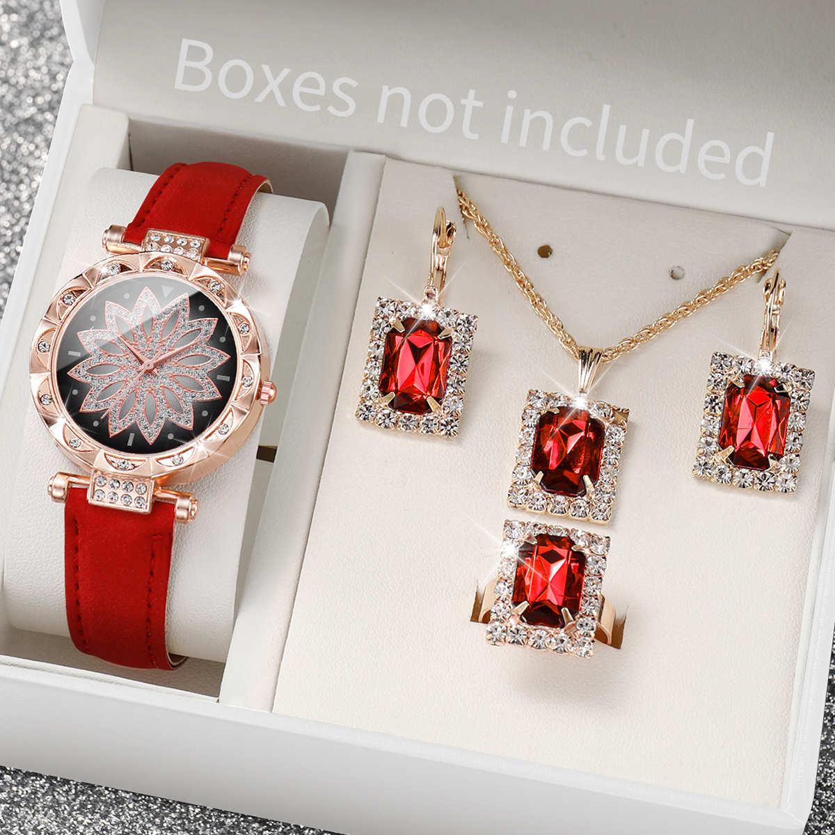 5PCS/Set Luxury Rhinestone Wom - Jewelry Watch Making 评论和价格