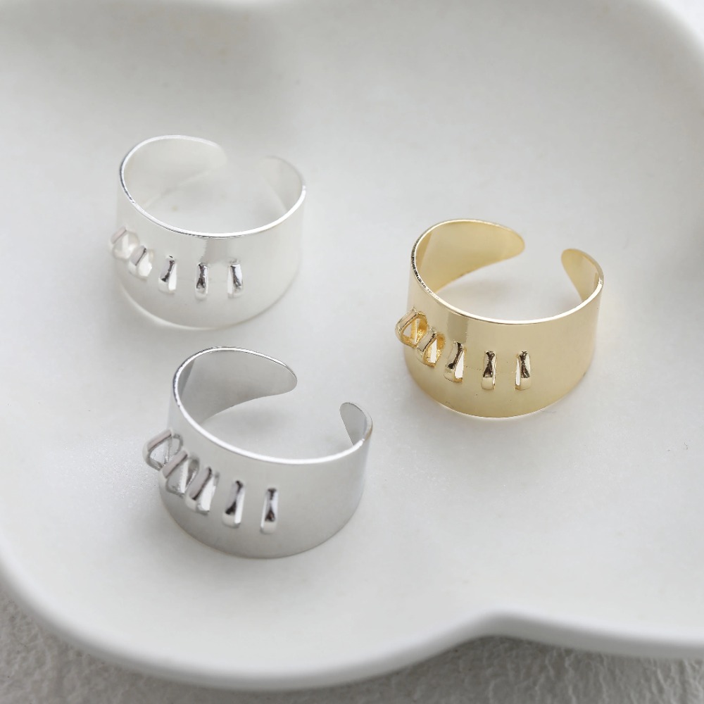 4PCS Brass Ring Settings with  - Gold Plated Ring 评论和价格