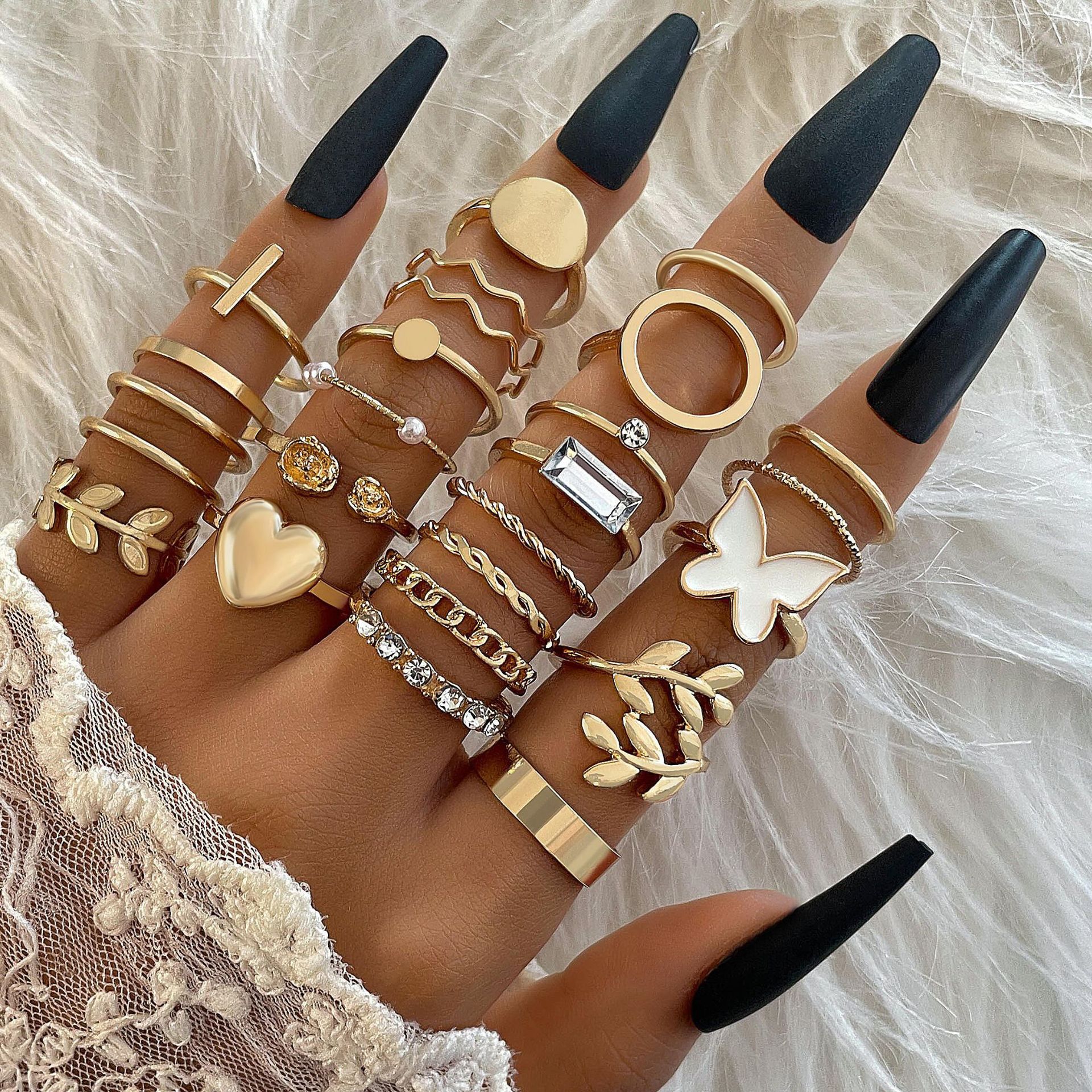 Butterfly Figure 8 Ring Set 14 - Minimalist Ring Stackable 评论和价格