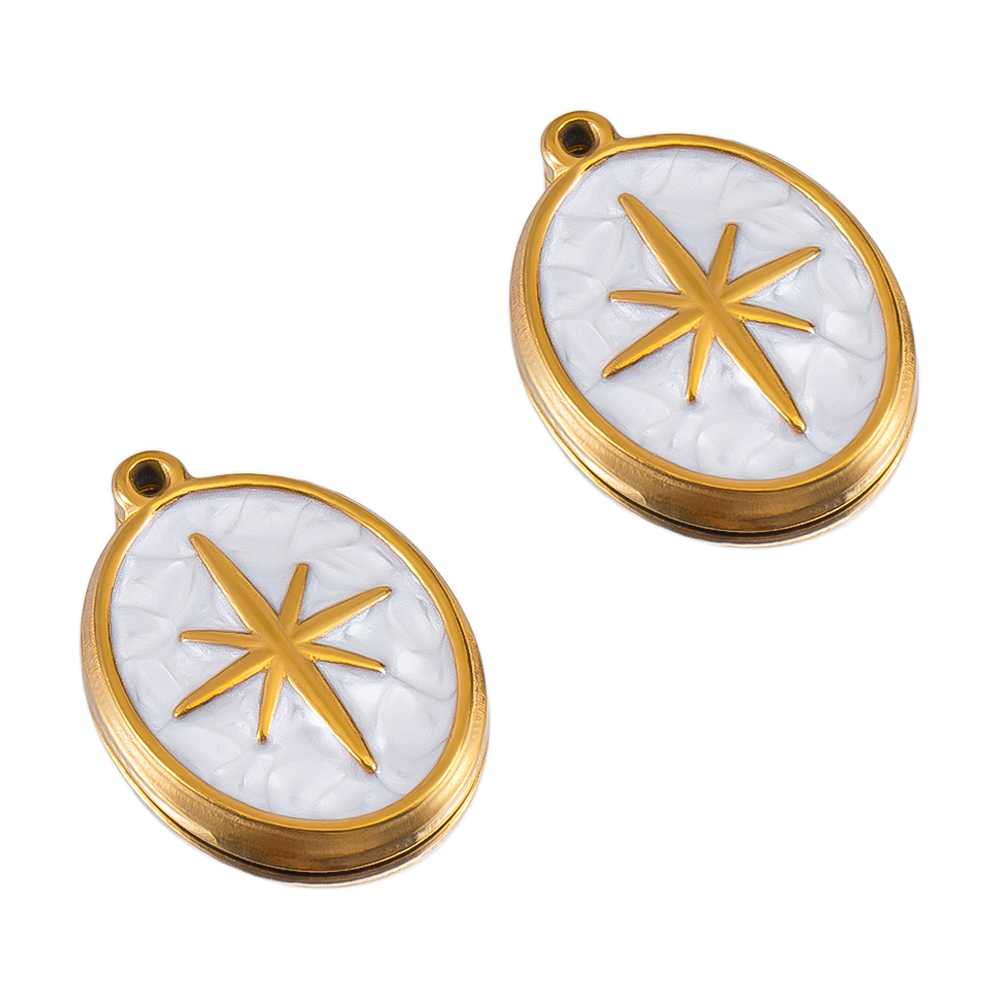 2pcs White Enamel Stainless St - Moon Star Earrings 评论和价格