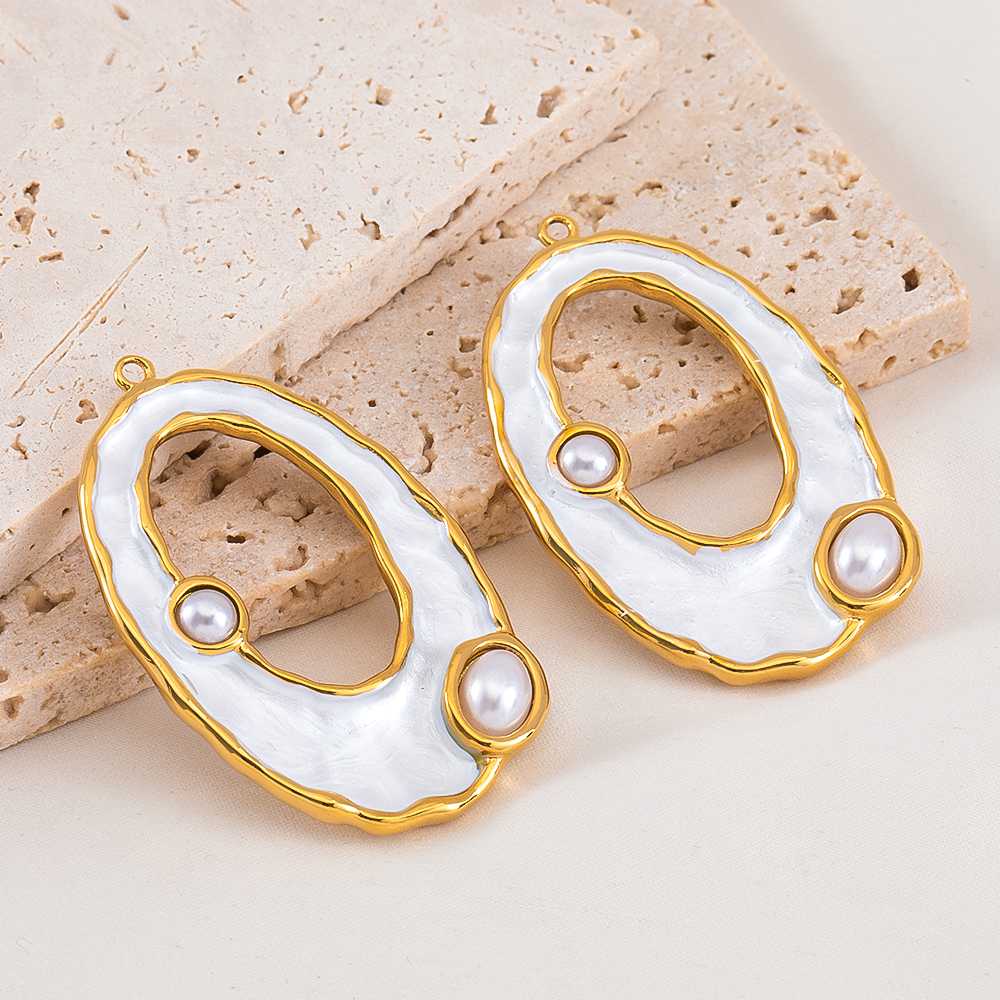2pcs White Enamel Stainless St - Moon Star Earrings 评论和价格