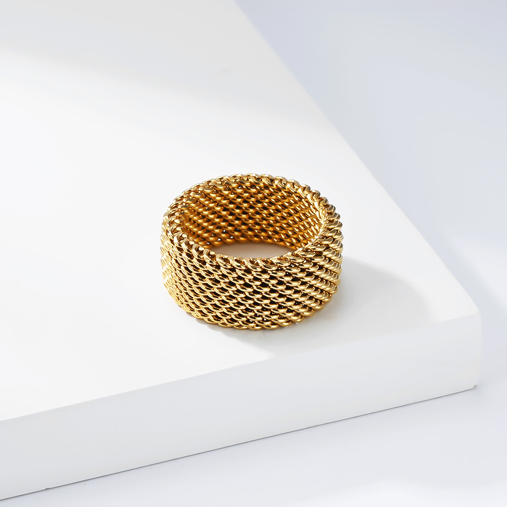Trendy Stainless Steel Woven R - Minimalist Ring Stackable 评论和价格