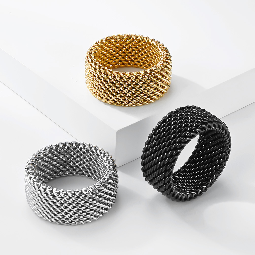 Trendy Stainless Steel Woven R - Minimalist Ring Stackable 评论和价格