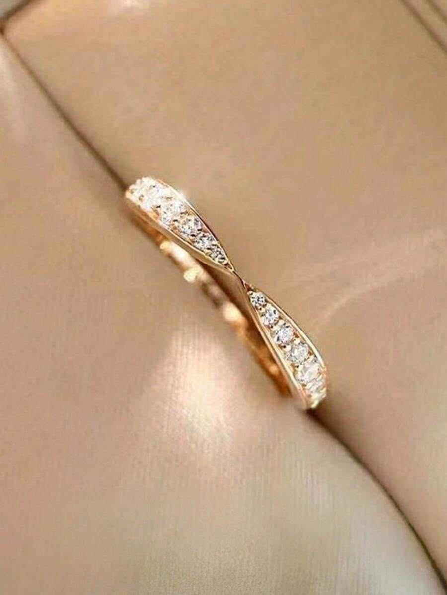 1pc Minimalist Micro-Inlaid Cu - Minimalist Ring Stackable 评论和价格
