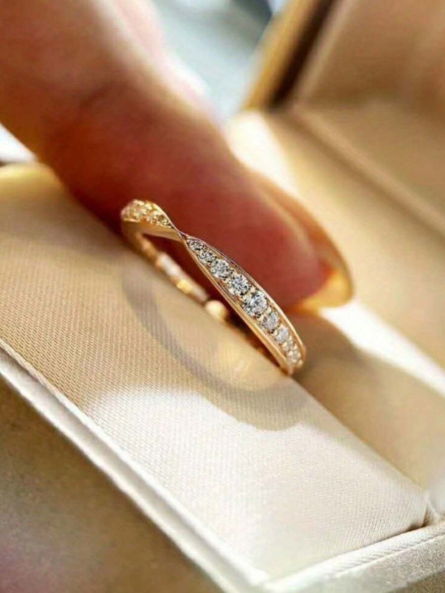 1pc Minimalist Micro-Inlaid Cu - Minimalist Ring Stackable 评论和价格