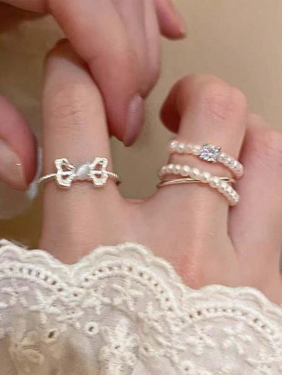 3pcs/Set Minimalist Cat Eye Bo - Minimalist Ring Stackable 评论和价格