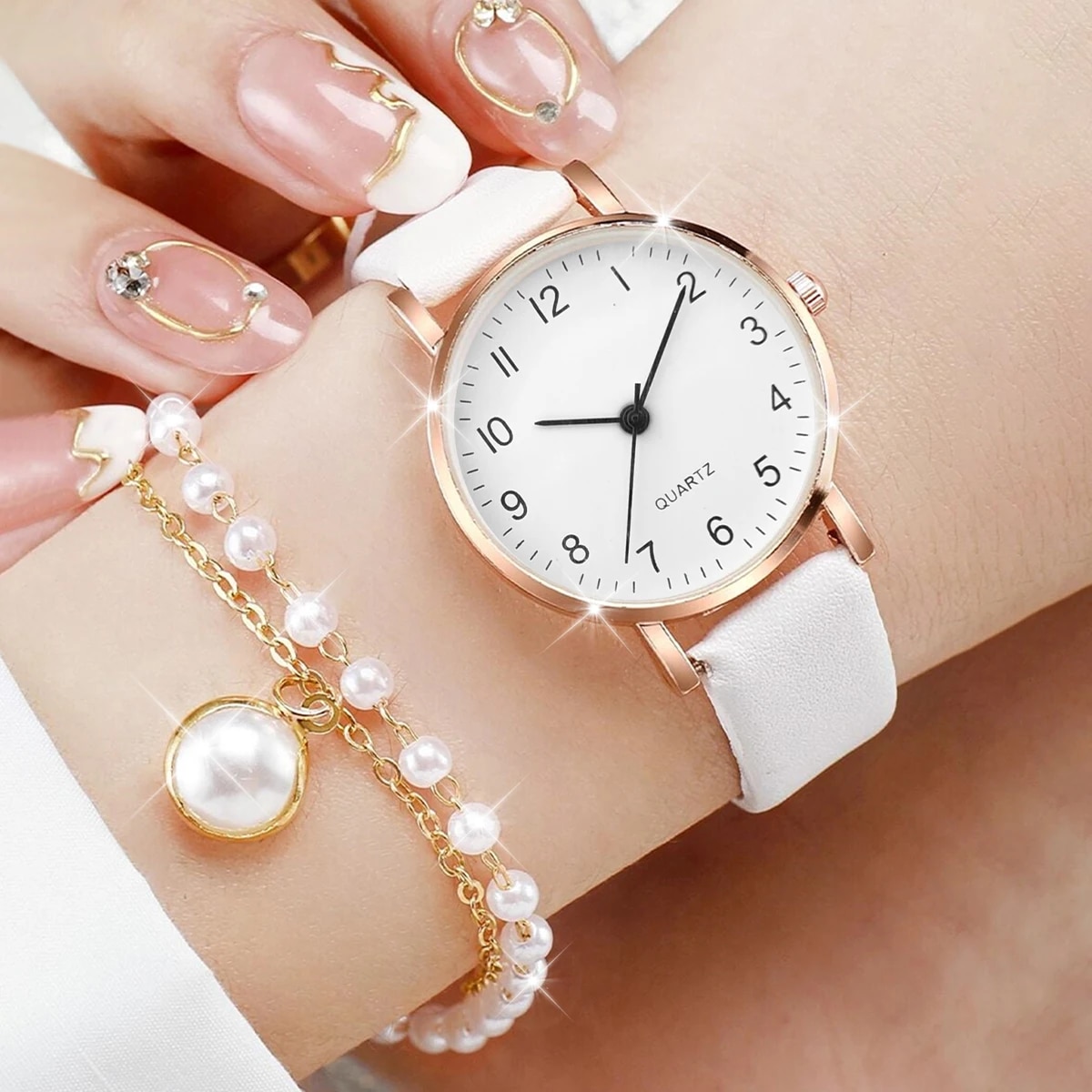 Women Rose Gold Pearl Jewelry  - Jewelry Like Watches 评论和价格